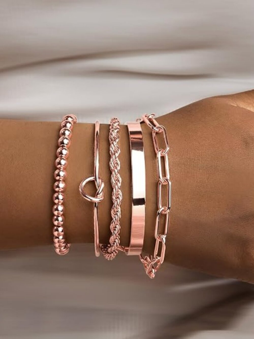 Gold Bracelets Set for Women Non Tarnish, Waterproof 14K Gold Plated Sterling Si